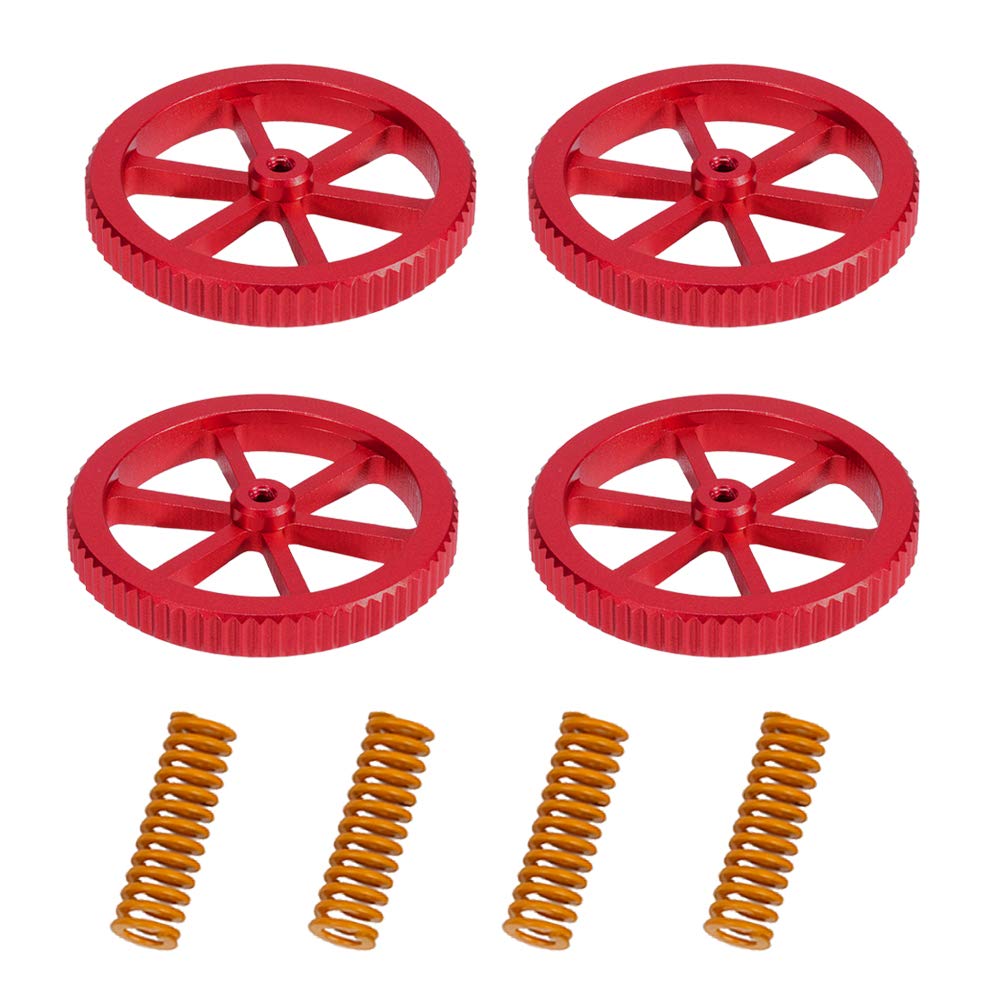 4pcs Creality Aluminum Hand Leveling Nut with 4pcs Hot Bed Die Springs for Ender 3/3 Pro Ender 5/5 Plus/Pro CR-10 CR10S/10S Pro CR 20 3D Printer red