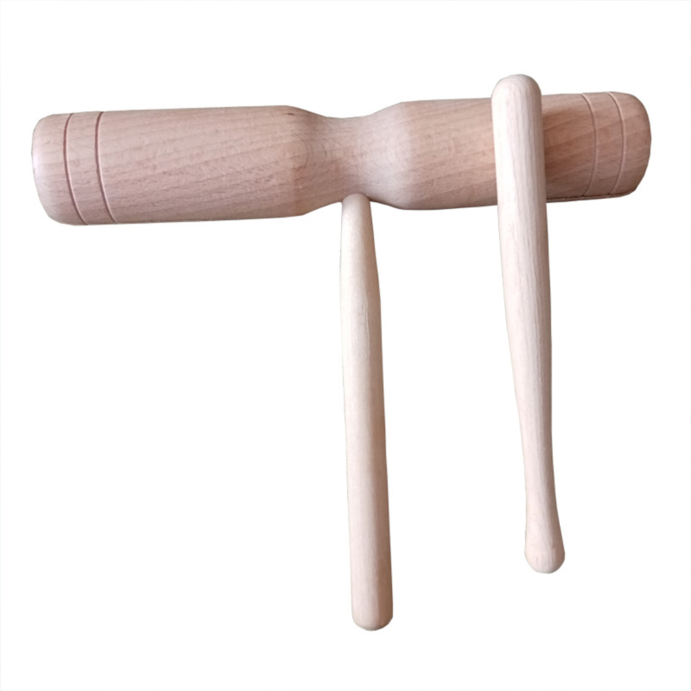 Children  Wooden  Percussion  Instrument Treble Bass Double Sound Tube Early Education Toys For Kids No groove