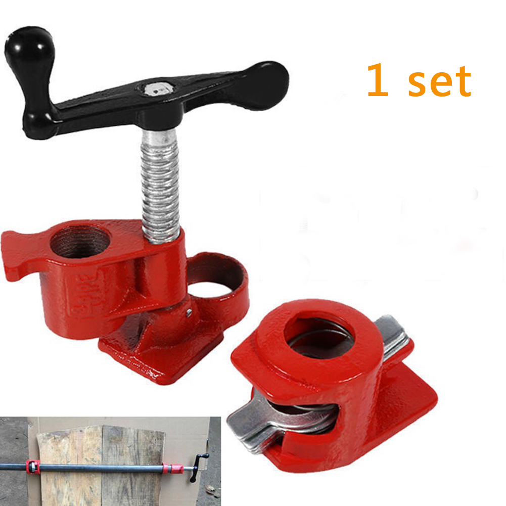 1PC 3/4in Wood Glue Pipe Clamp Set Heavy PRO Woodworking Cast Iron Red