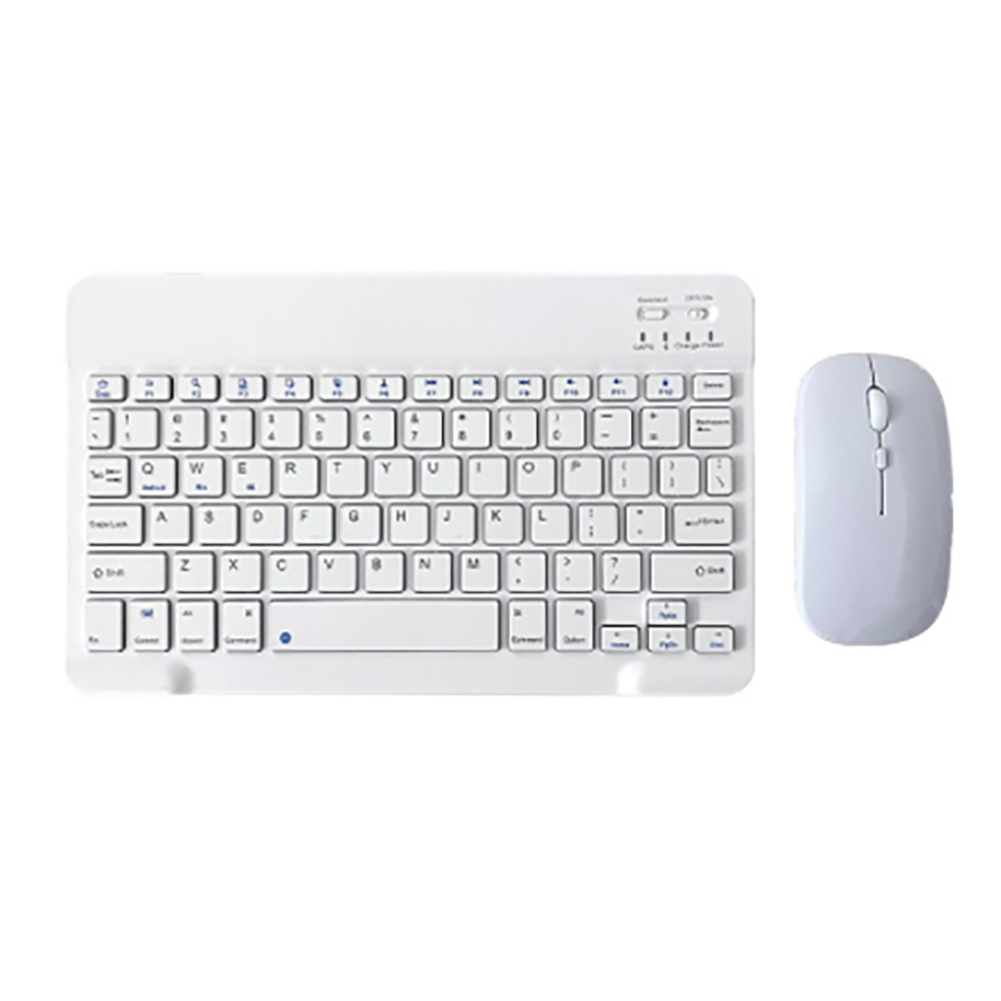 Portable Wireless Bluetooth Keyboard Mouse Set For Android Ios Windows Phone Tablet White 7-inch