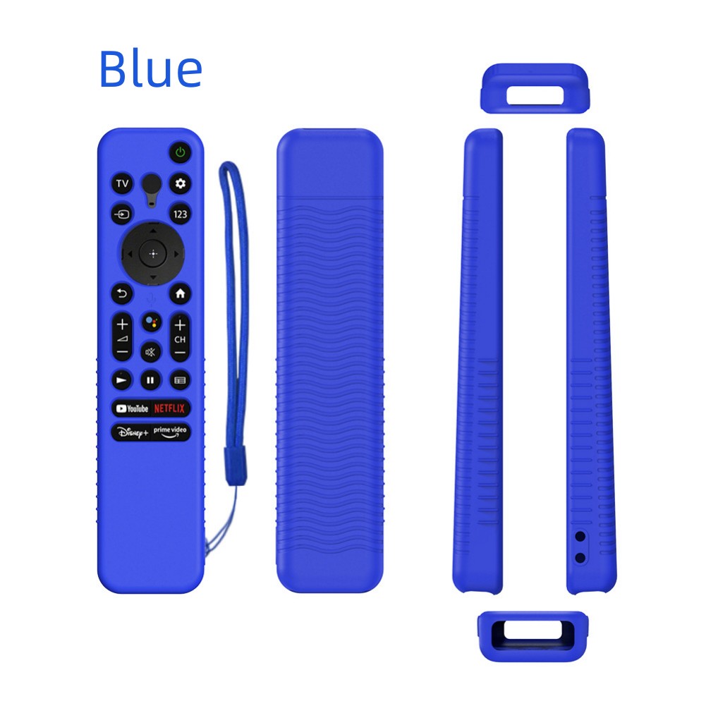 Remote Case Shockproof Silicone Cover With Lanyard Compatible For Sony RMF-TX800U/C/P/T/900U Voice Remote blue