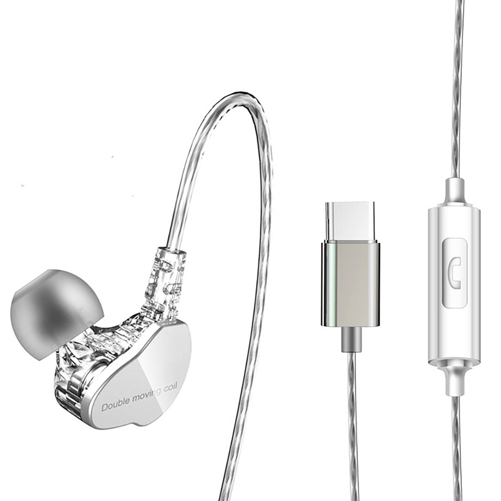 F4 Wired Earphones Heavy Bass Stereo Noise Isolating Wired Earbuds In-Ear Headphones For All 3.5mm Jack Devices 1.2M with mic white type c
