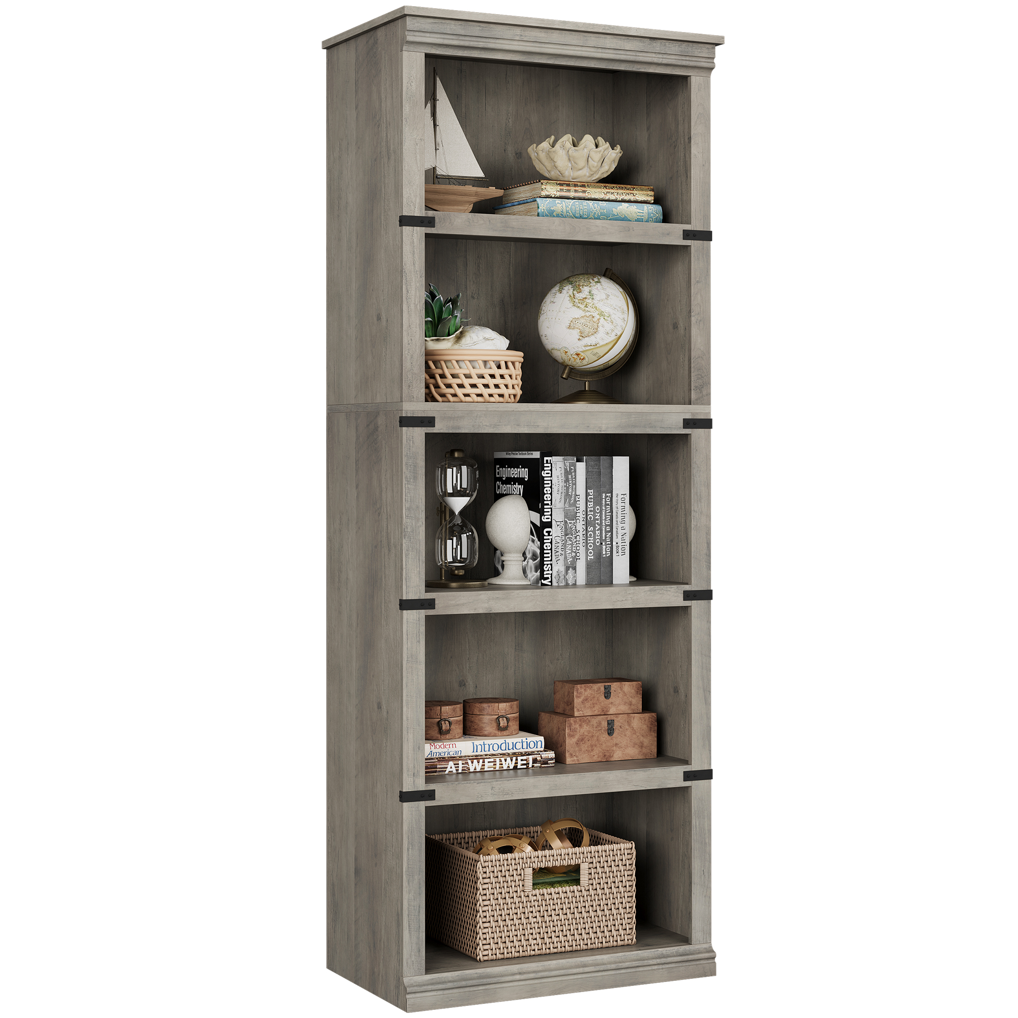 US GARVEE 5 Tier Bookcase, Farmhouse Style, 71