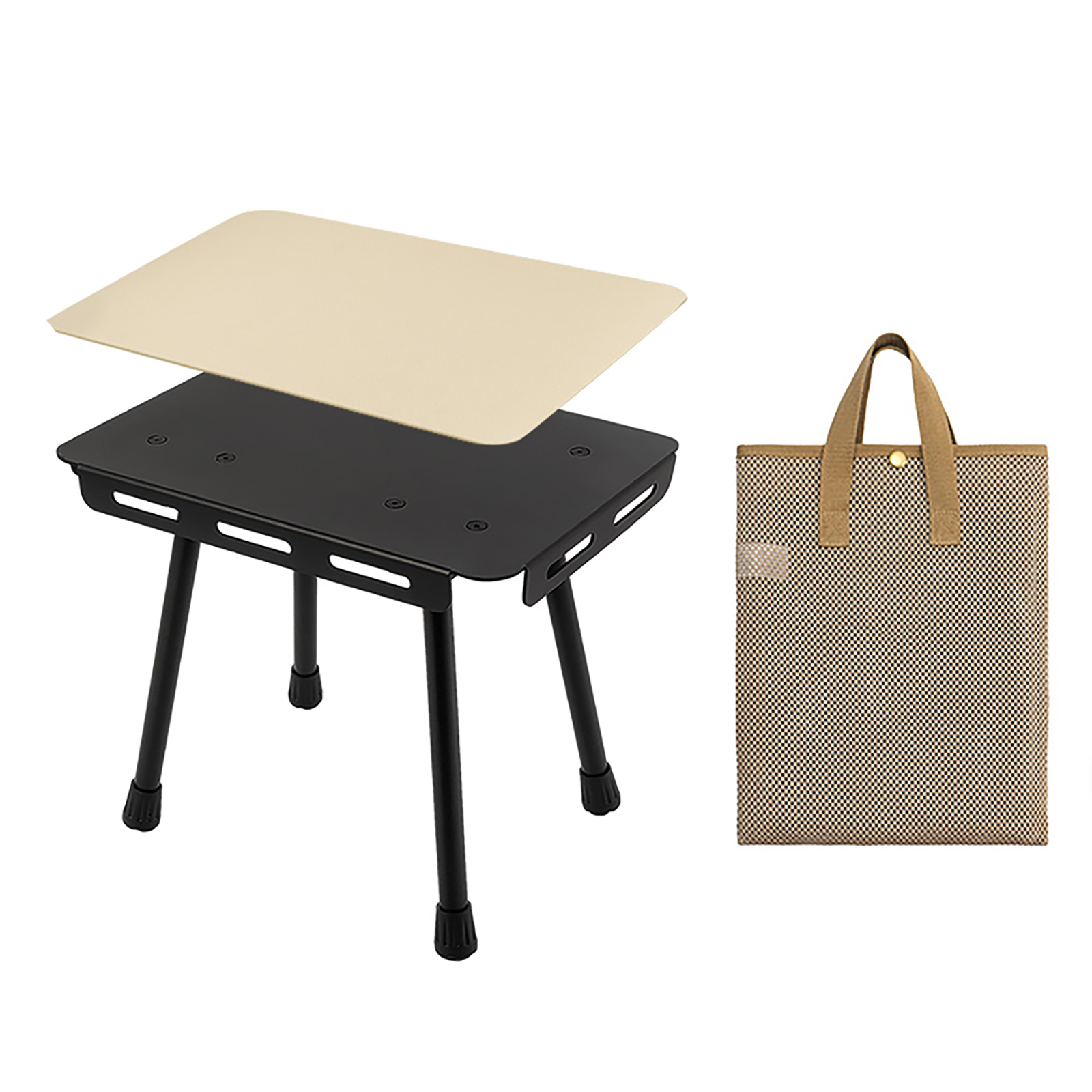Portable Folding Table Set Height Adjustable Aluminum Alloy Camping Outdoor Lightweight Table For Outdoor Camping Beach Backyards BBQ Parties E stool+pu cushion
