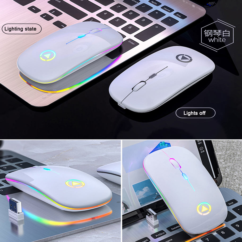 Wireless  Gaming  Mouse 2.4G Luminous Mouse For Pc Laptop Desktop Usb Recharing white
