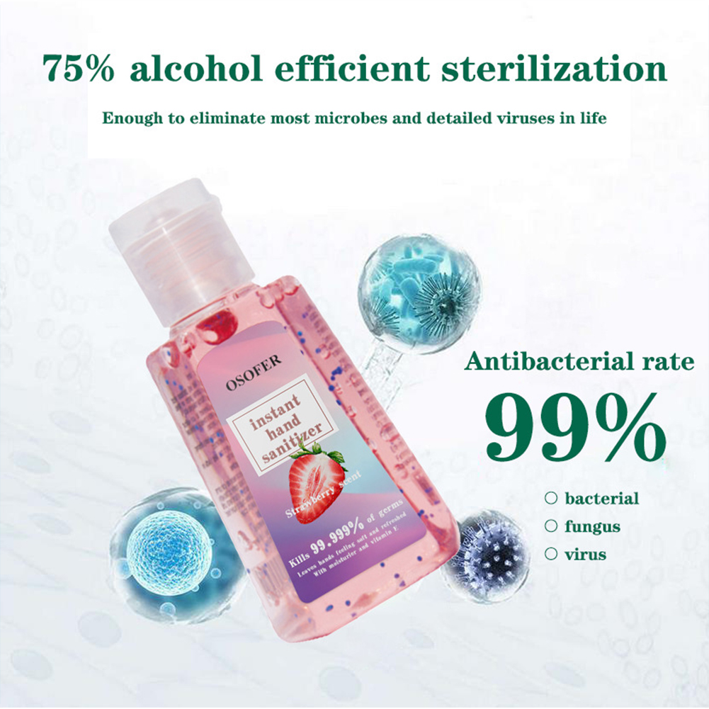 60ml Hand Sanitizer Anti-Bacteria Anti-virus Moisturizing Travel Portable Instant Strawberry Fen-flavor Cleansing Hand Sanitizer 60ml