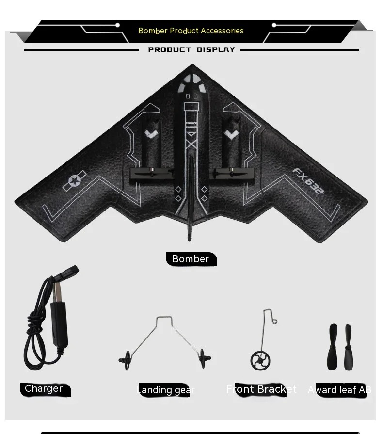 FX632 B2 Ghost Bomber USB Charging Remote Control Aircraft Model Toys FX632