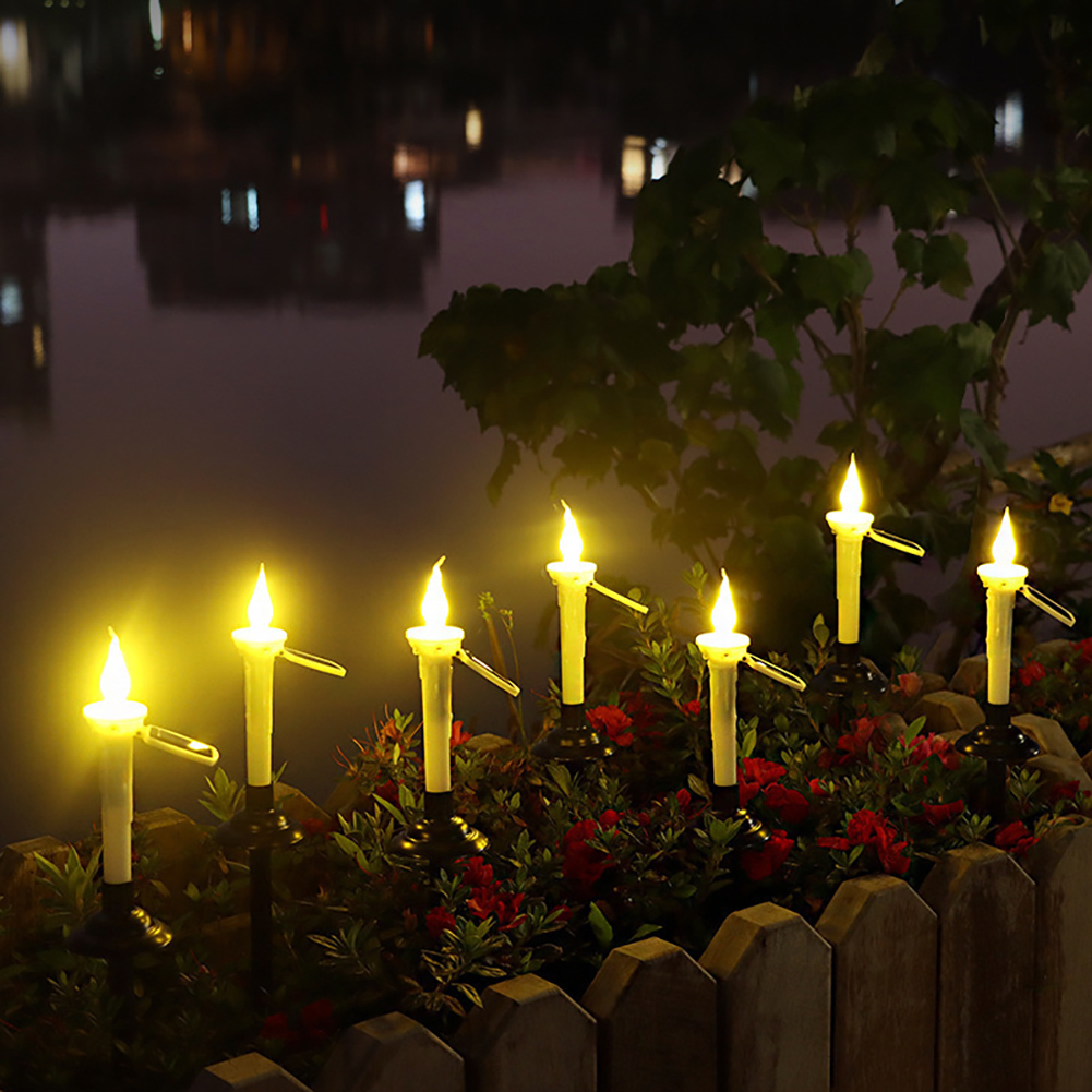 4pcs Led Electronic Candle Lights Waterproof Solar Lamp with Grounding