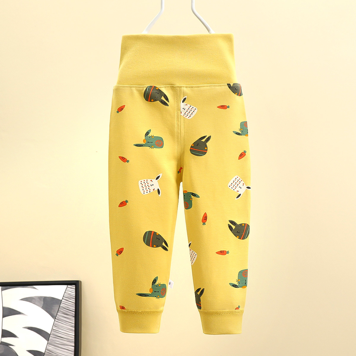 Baby Boys Girls Cotton Pants Cartoon Printing High Waist Belly Protecting Trousers For 1-3 Years Old Kids chinchilla 24-36months 2XL