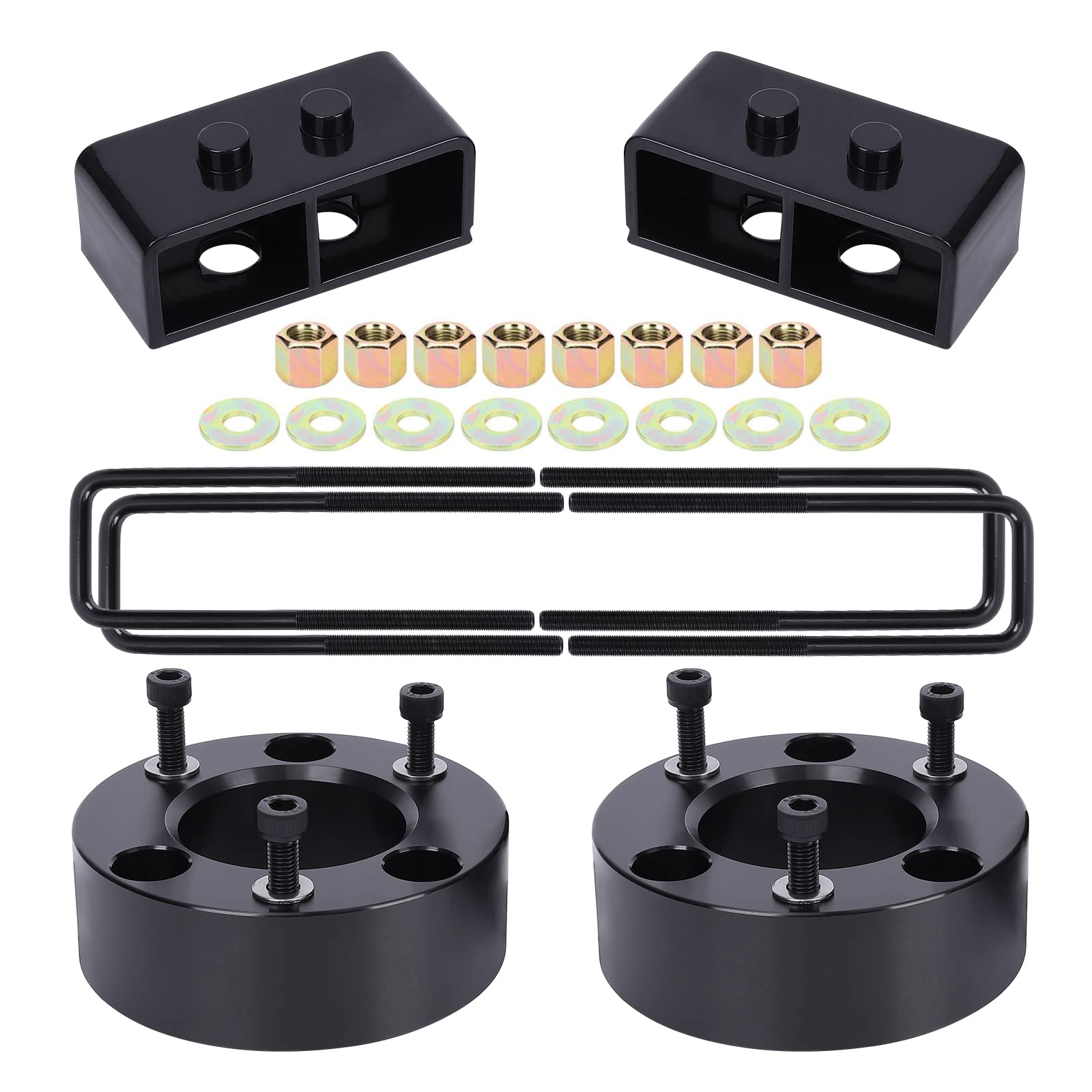 US CHEINAUTO Front 3.0 inch + Rear 2.0 inch Ram 1500 Front&Rear Leveling Kits Front Strut Spacers Lift Kit for 1999-2022 Ram 1500 4WD