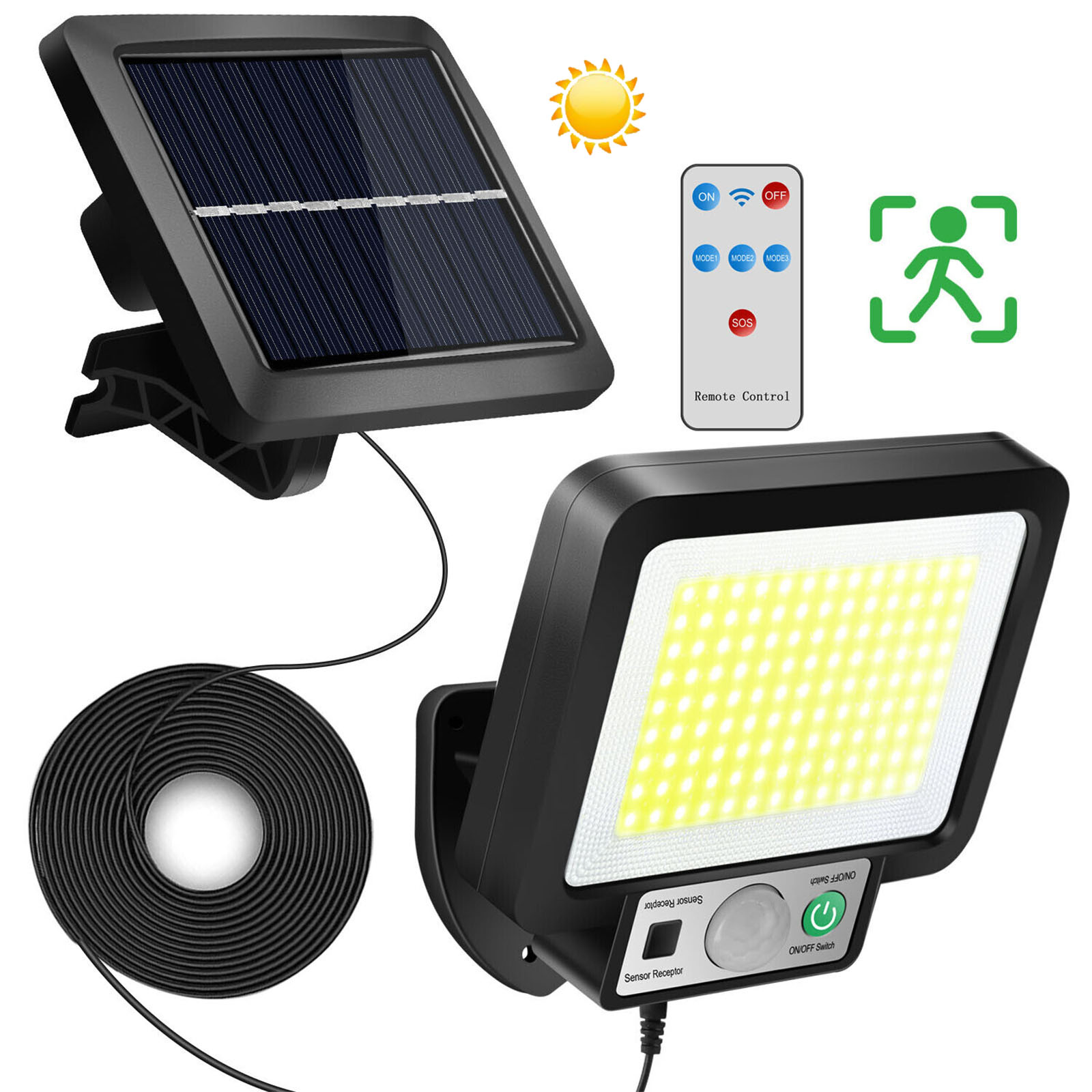 280000lm Solar Street Light 3 Modes 1200 Mah Rechargeable Battery Waterproof