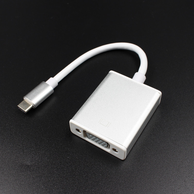 USB 3.1 Type C to VGA Adapter USB-C Male to VGA 1080p Female Converter Silver