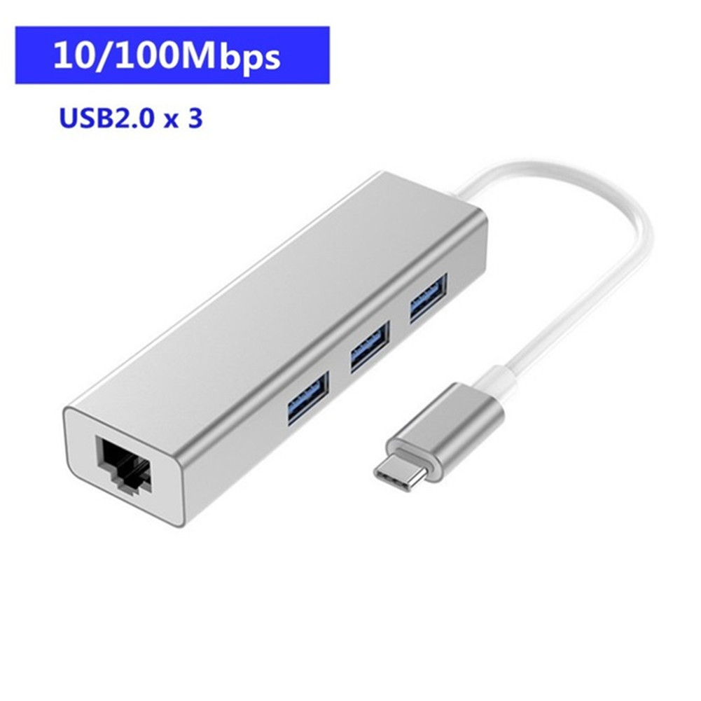 USB 3.0 HUB Multi Ports USB Type C Expansion Dock with RJ45 Adapter 4 Ports USB HUB