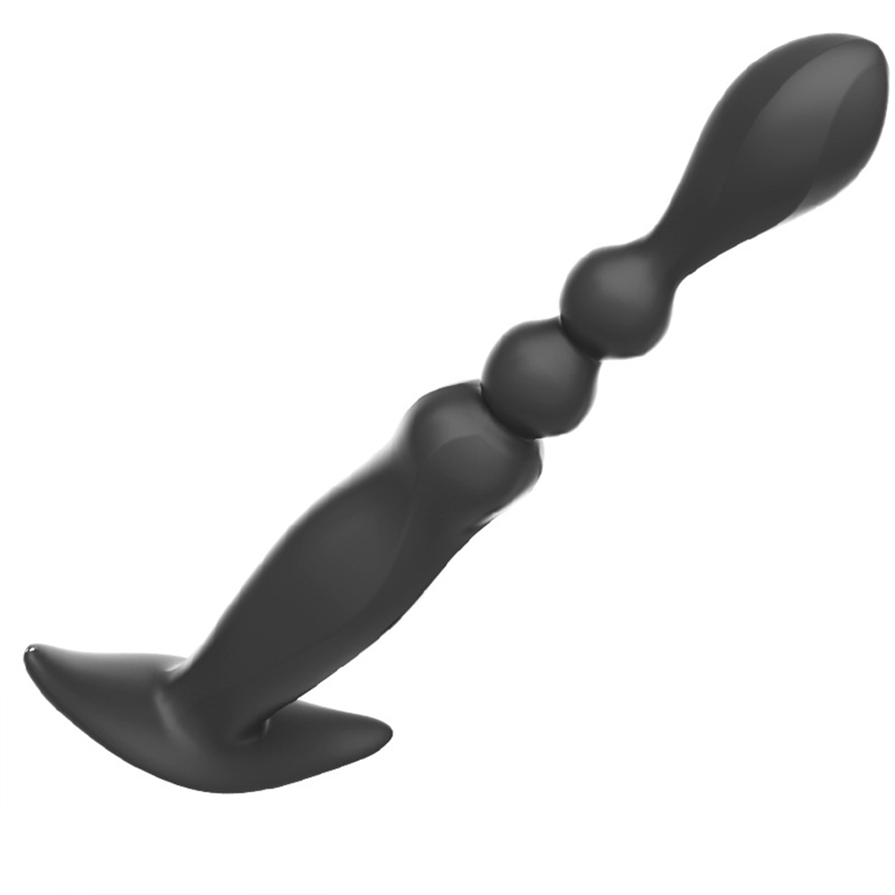 10 Frequency Male Prostate Masager Butt Plug Beads Viborator Sex Toy black