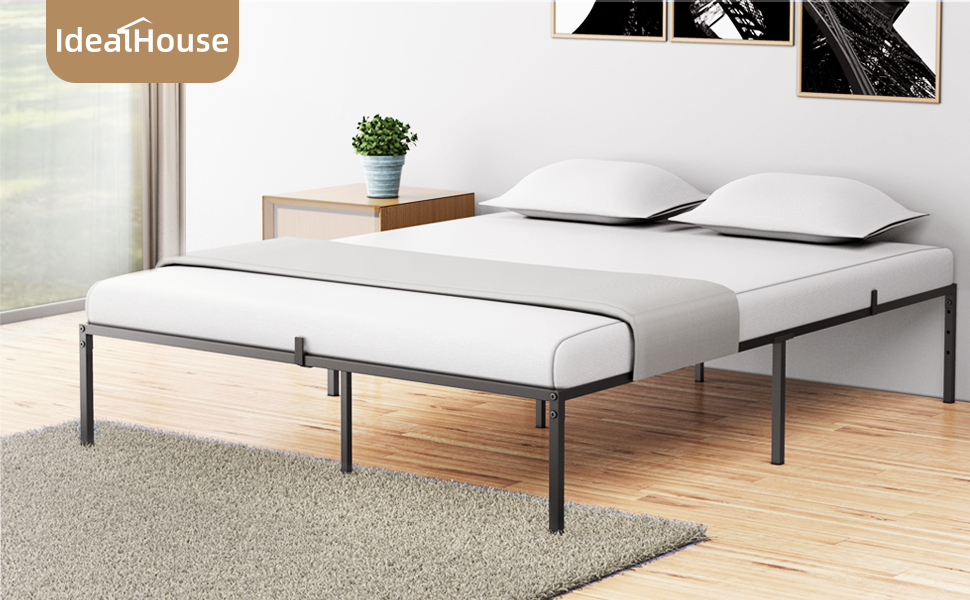 US IDEALHOUSE Queen size iron bed frame