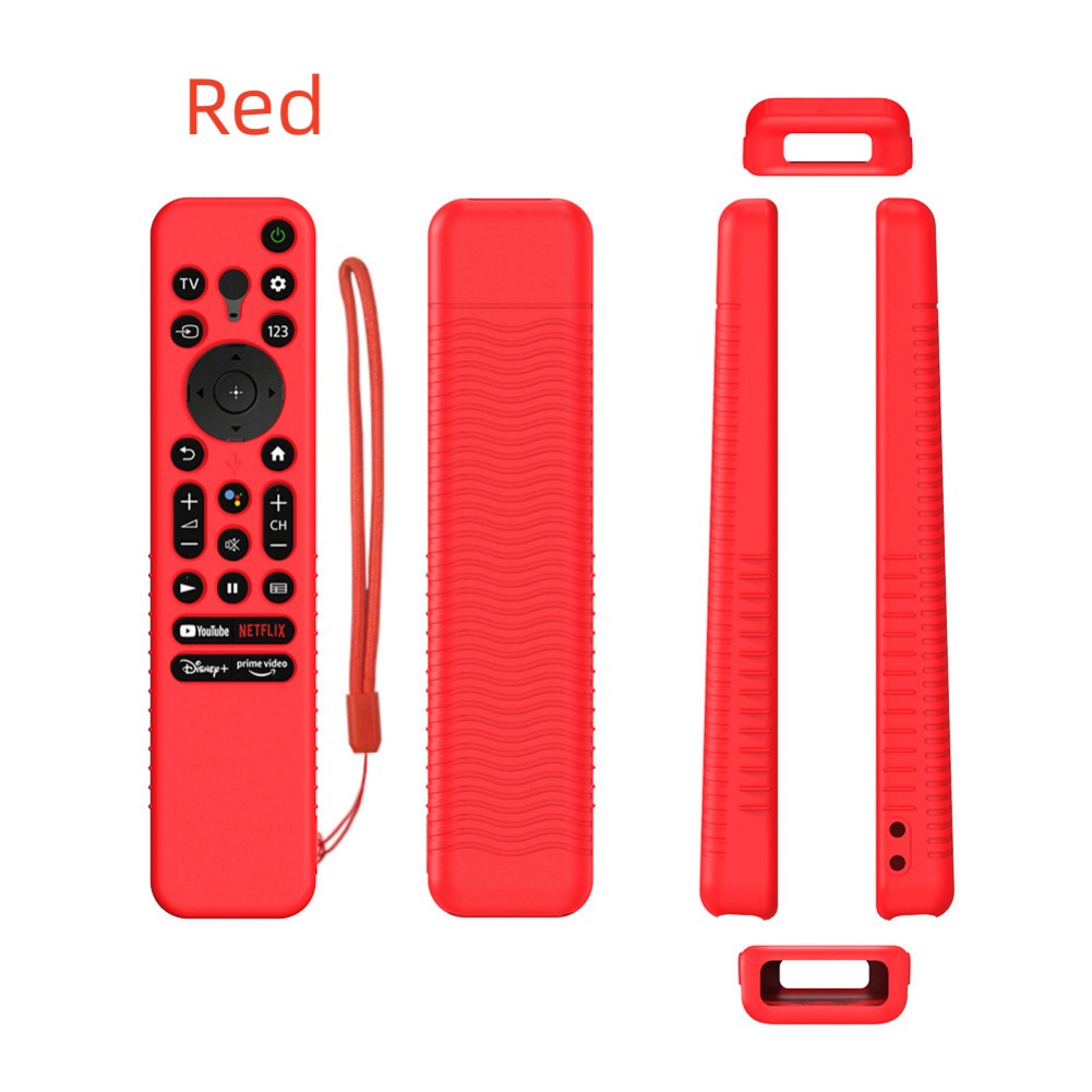 Remote Case Shockproof Silicone Cover With Lanyard Compatible For Sony RMF-TX800U/C/P/T/900U Voice Remote red