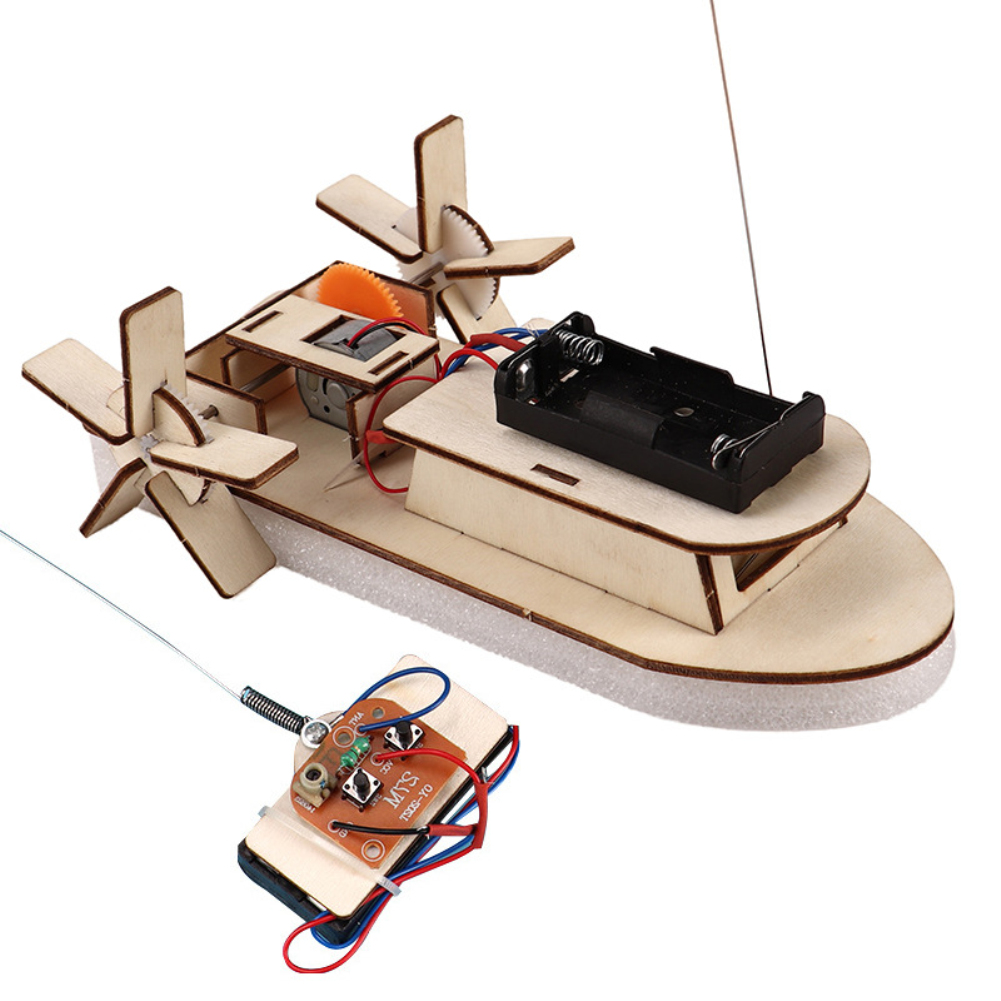 Wooden Remote Control Boat Toy for Student Science Technology Production Remote control boat