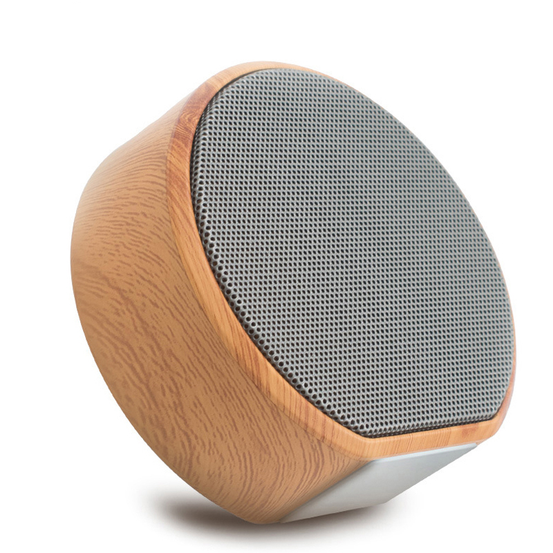 Mini Wireless Stereo Bass Portable Music Bluetooth Speakers Support TF Card  Wood grain