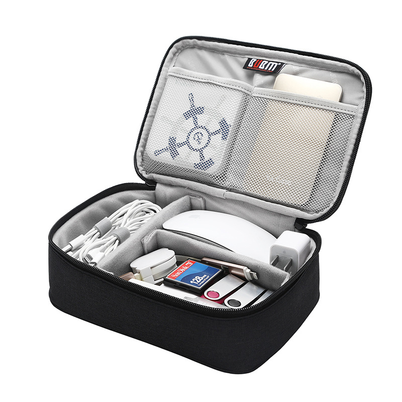 BUBM Portable Electronic Accessories Travel Case Organizer Carry Bag for Cables USB Flash Drive Single layer mesh bag - black
