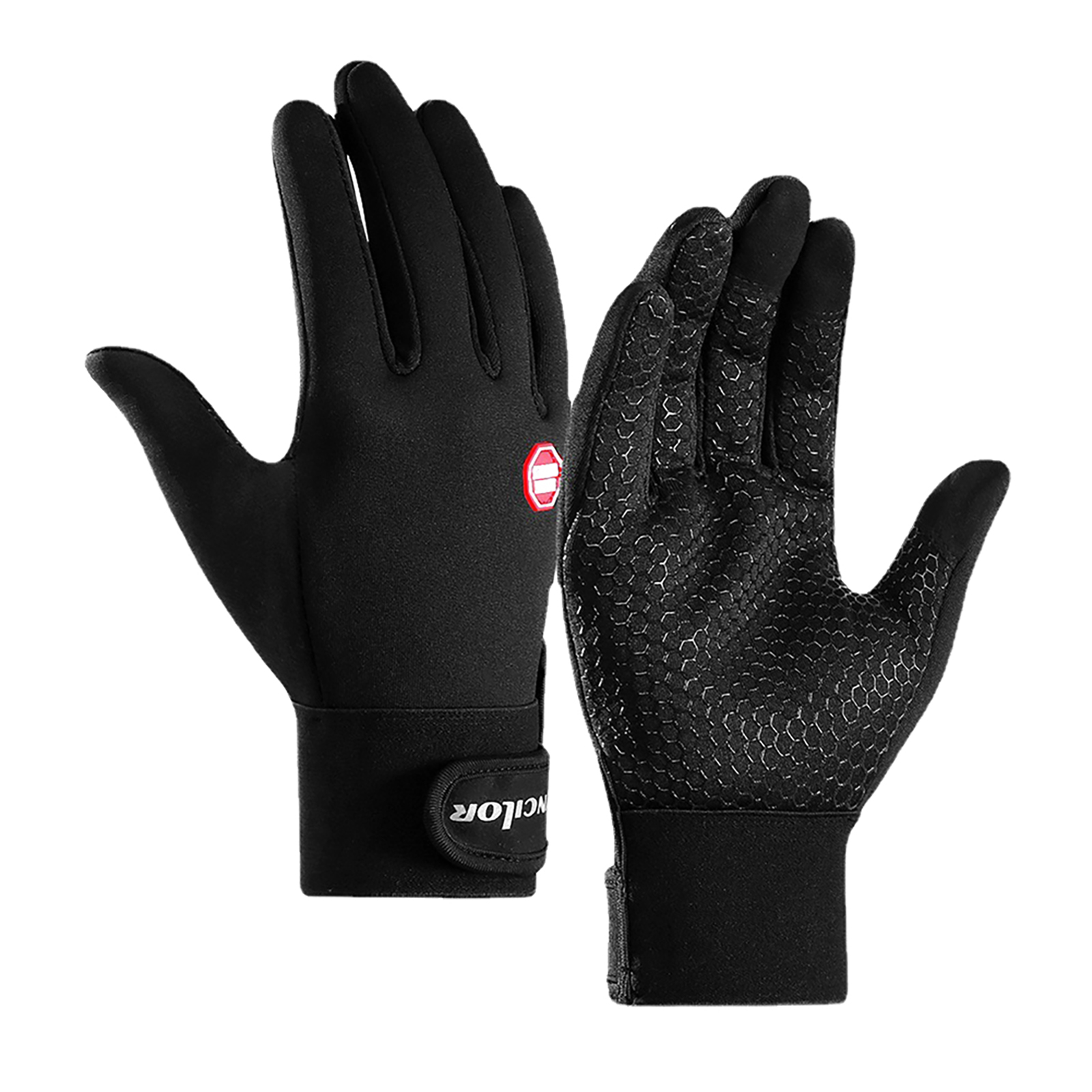 Windproof Winter Cycling Gloves Reflective Design Full Finger Breathable Biking Gloves Plush-Lined Cold Weather Water Resistant Windproof Warm Anti-Slip For Running Biking Workout A0016-BK(black) S