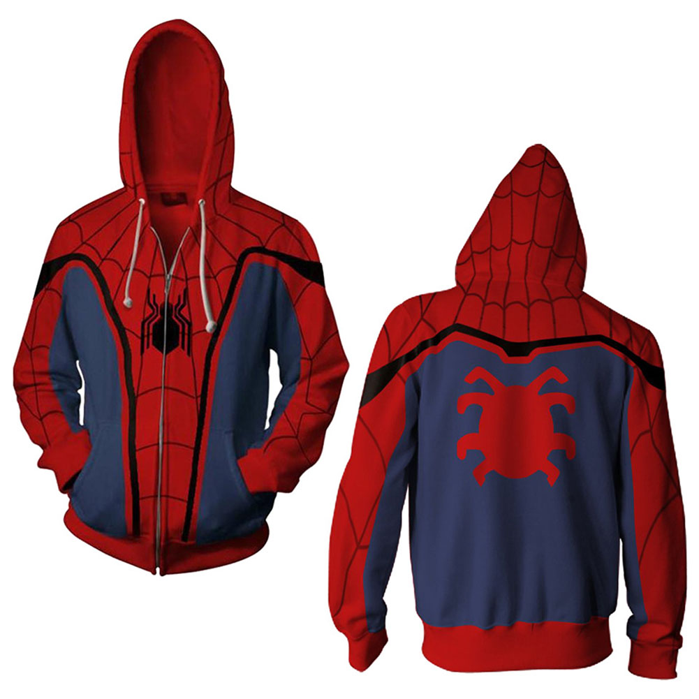 Wholesale Men Women Simple Casual Spiderman Heroes Printing Hooded