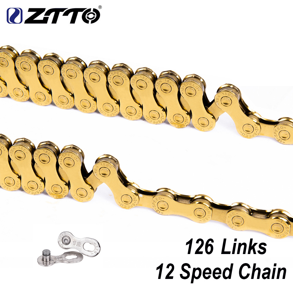 ZTTO MTB 12 Speed Chain Gold 12s Eagle Golden 12speed Chain with Magic Link 126L links For Bicycle bike 12-speed gold chain