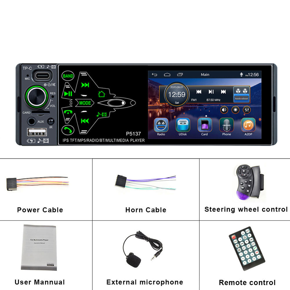 Car Radio 3.8-inch Ips Full Touch-screen Mp5 Player Pm3 Bluetooth Radio