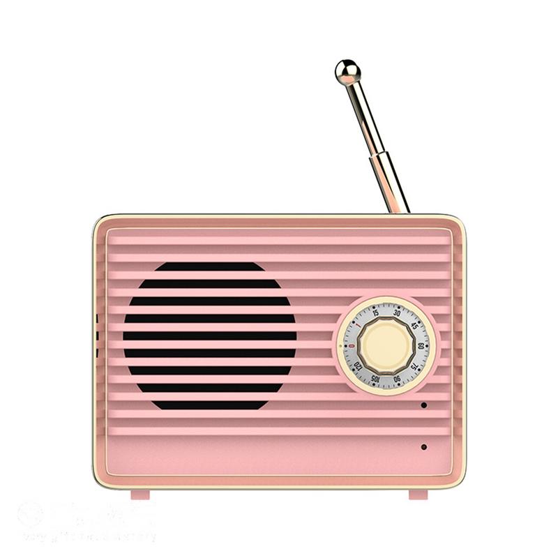 Bluetooth Speaker Retro Mini Cute HiFi Wireless Bluetooth Speaker With Enhanced Bass 3D Stereo Sound Pink