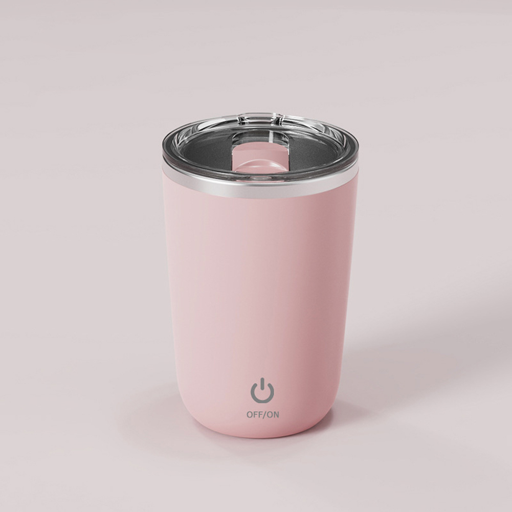 Electric Rotating Self Stirring Coffee Mug 304 Stainless Steel Rechargeable Automatic Mixing Cup For Home Office Travel pink