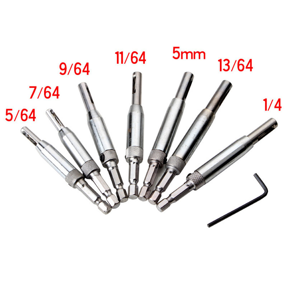 7+1 Door Window Hinge  Drill  Bits  Set Pilot Hole Saw Tool Woodworking Tool For Household Furniture 7+1 set