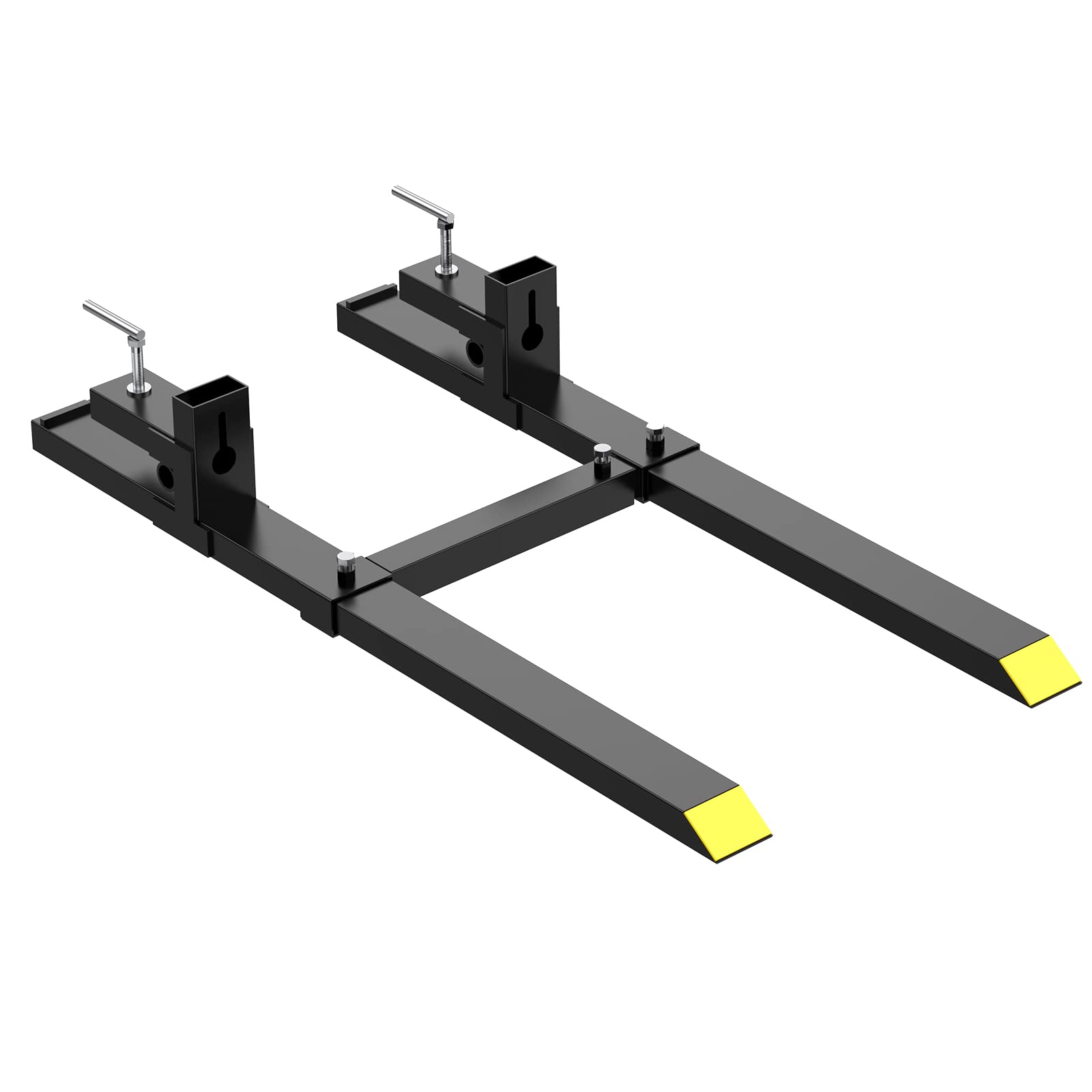 US TROPOW 1500lbs Clamp on Pallet Forks 43 inch Heavy Duty Fork Rack with Adjustable Stabilizer Bar for Loader Bucket Skidsteer Tractor