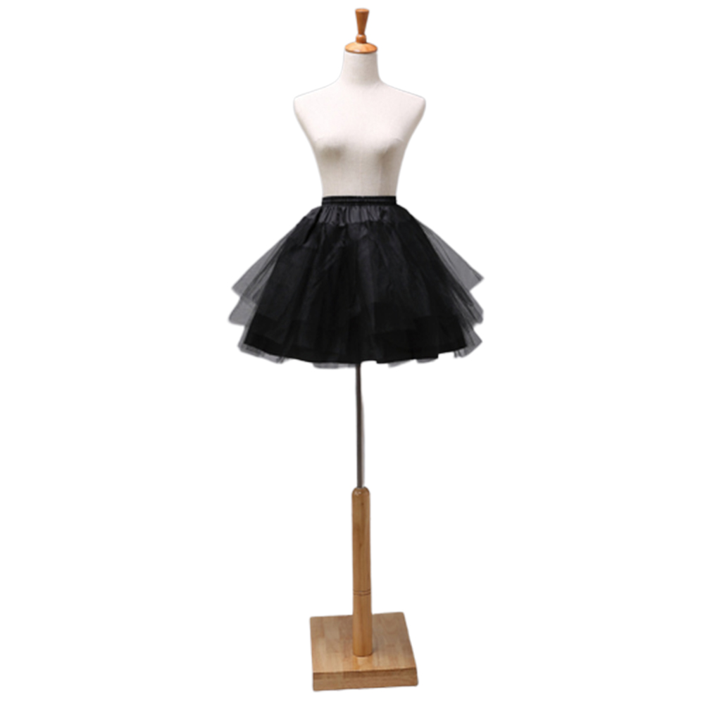 Woman Cosplay Maid Outfit Delicate Tulle Short Boneless Wedding Dress Petticoat black_45cm