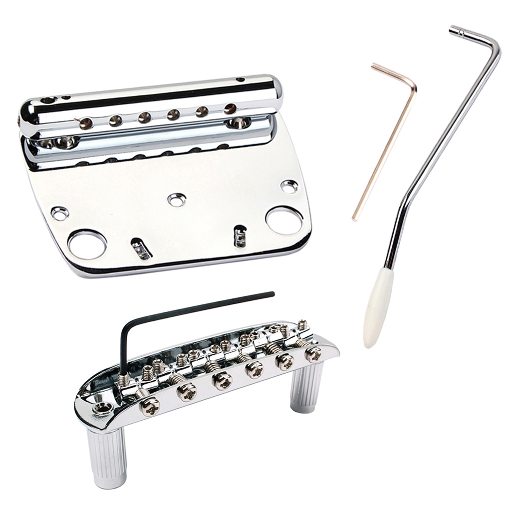 Exquisite Electric Guitar Tremolo Bridge Tailpiece Wrench Rocker Set Silver