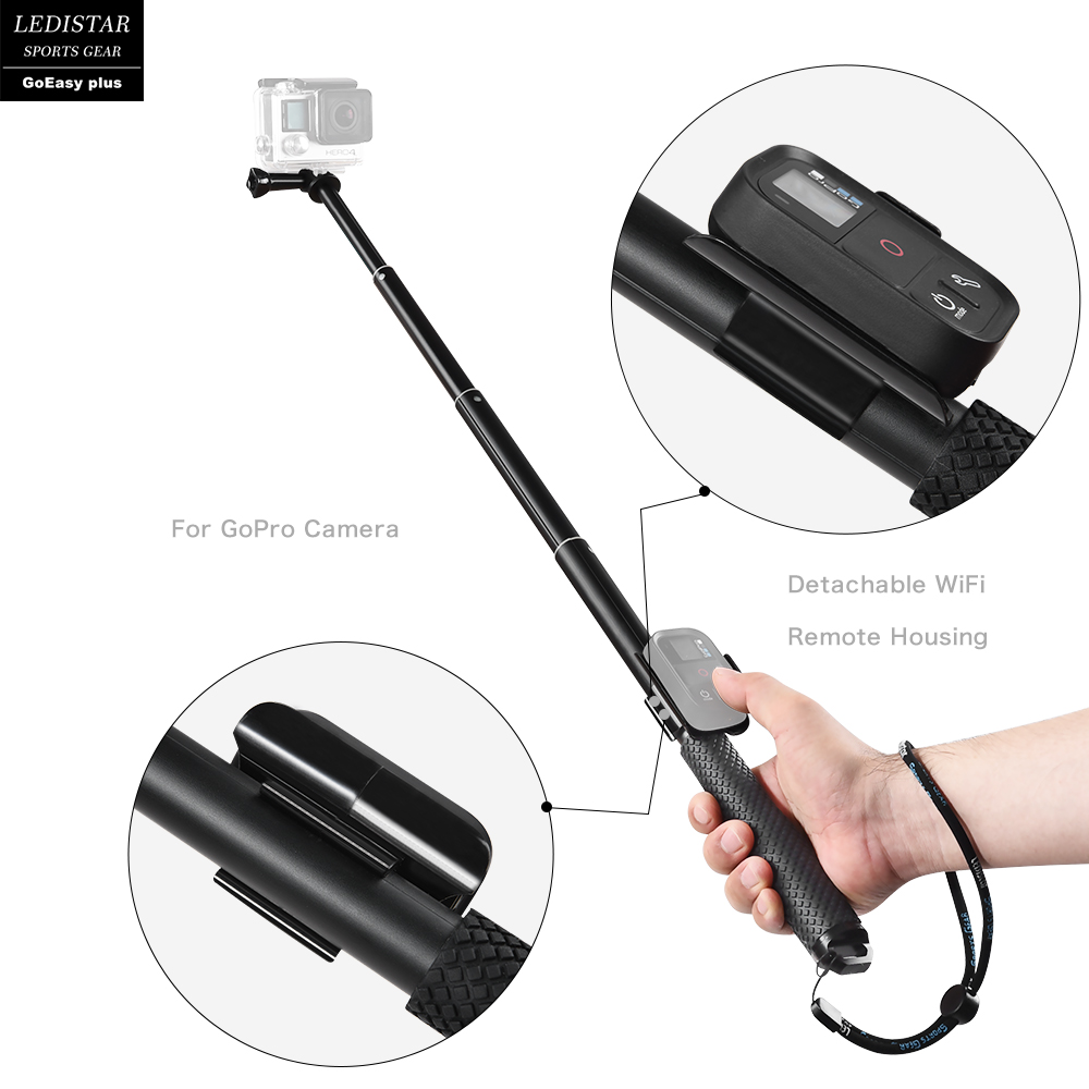 Portable Extendable Selfie Stick for Phone Camera GoPro red