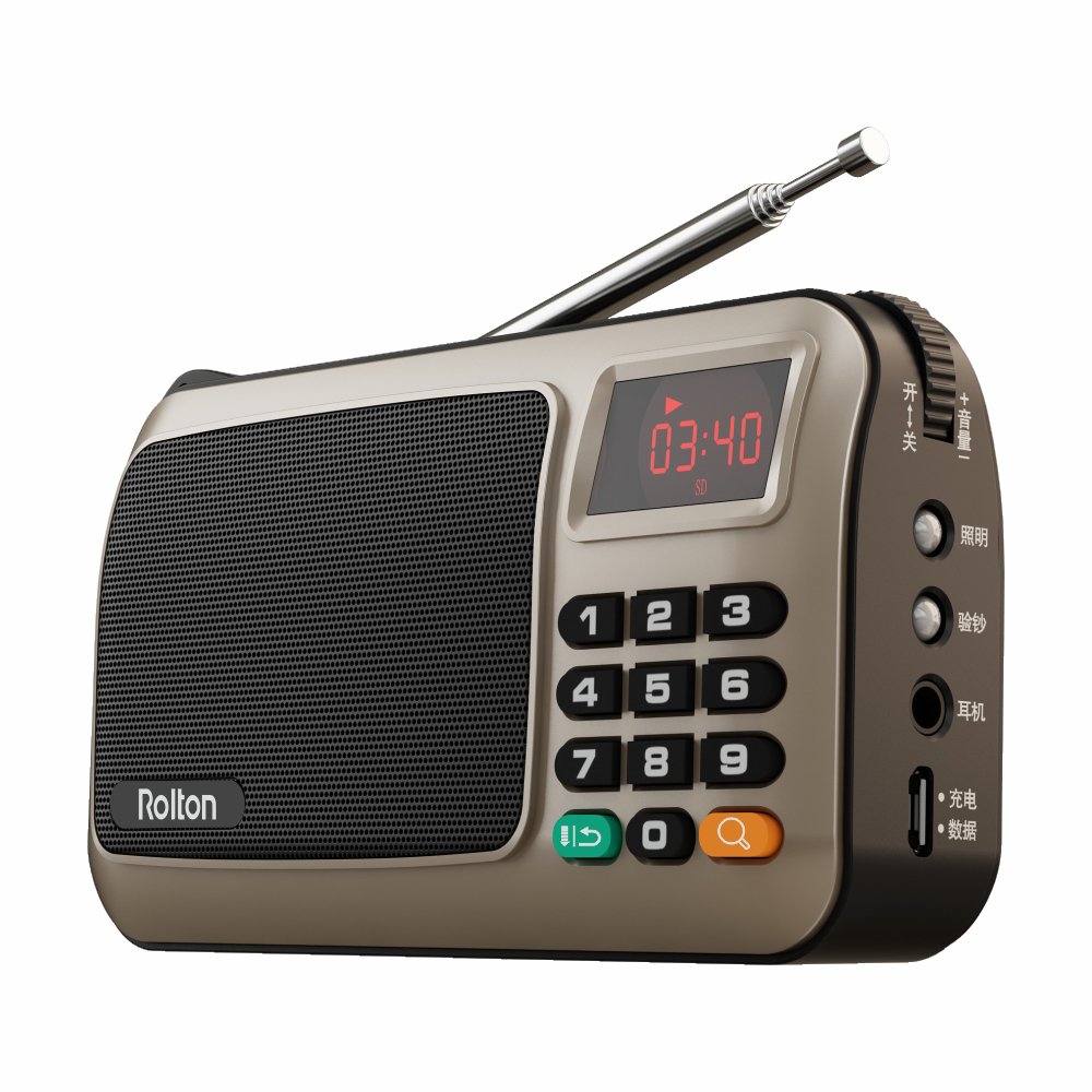 Rolton W405 Portable Mini FM Radio Speaker Music Player TF Card for PC iPod Phone with LED Display Gold
