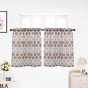US 2pcs Kitchen Tiers Rod Pocket Small Window Curtains Set
