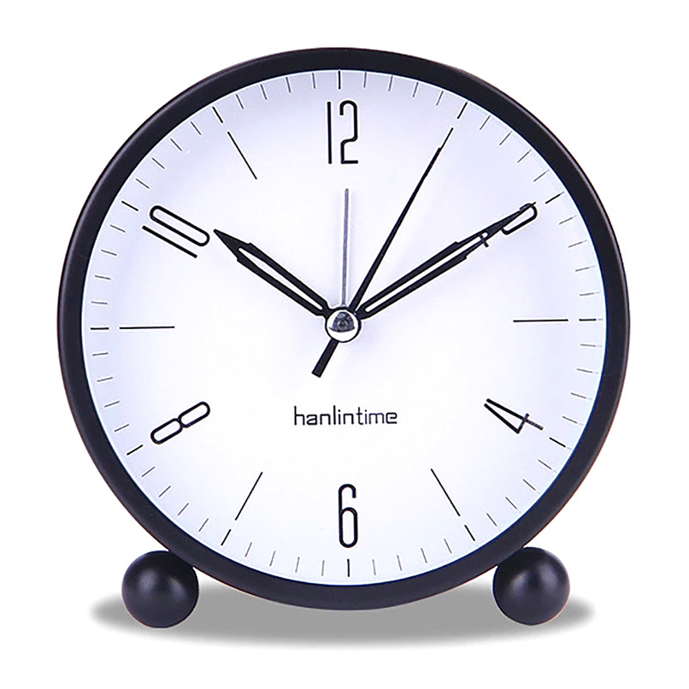 4 Inch Round Alarm Clock With Night Light Silent Large Digital Display Bedside Alarm Clock black