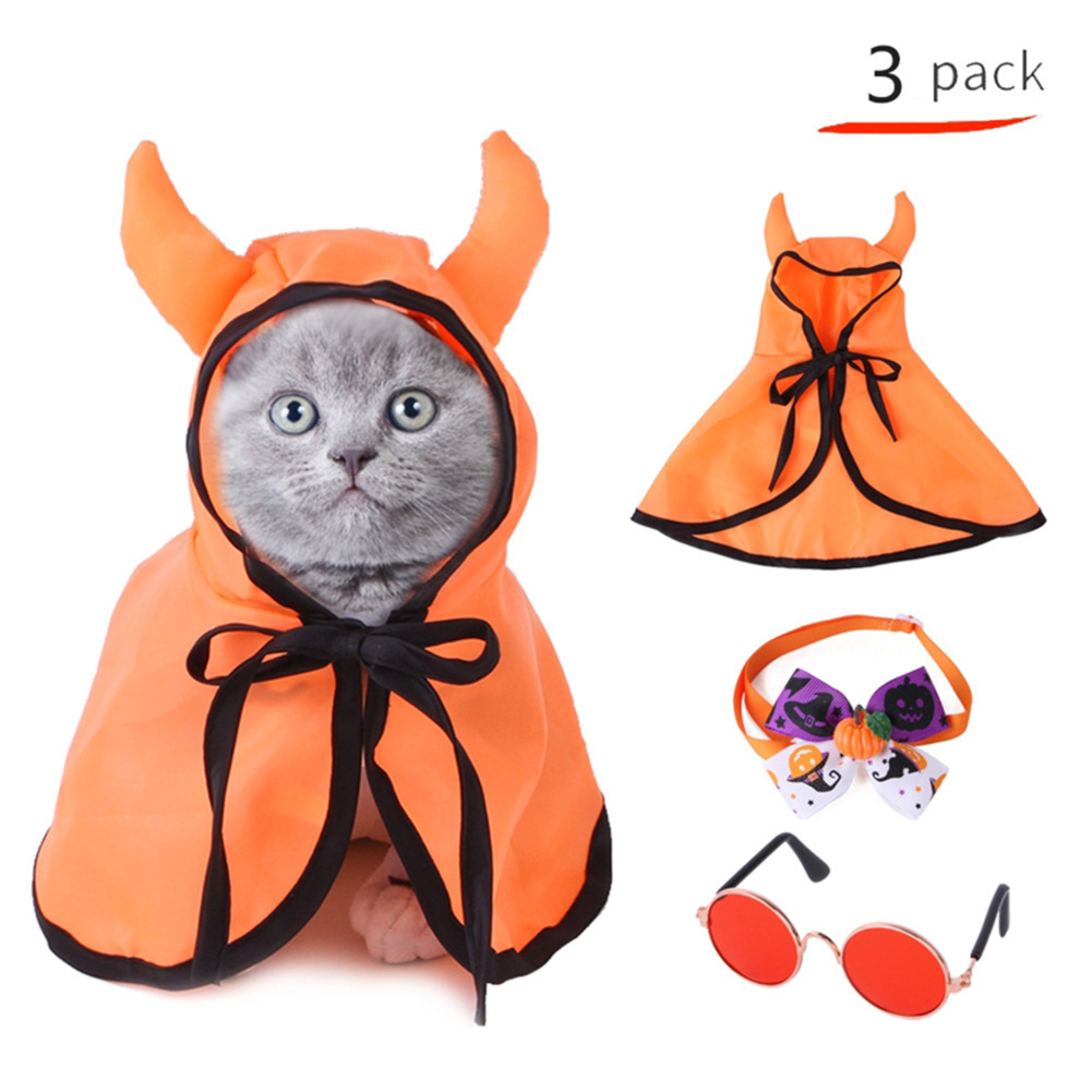 Halloween Costume Set for Cat Dog Adjustable Cloak