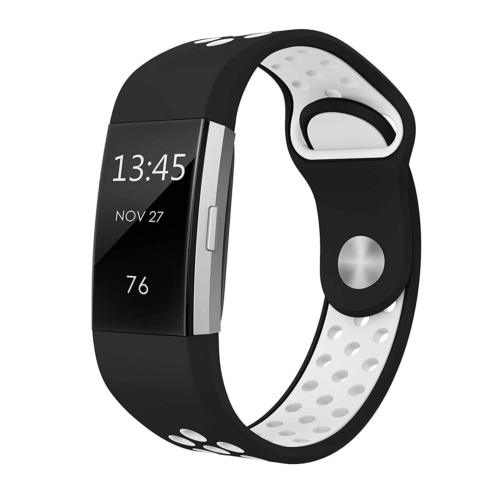 Soft Silicone Replacement Spare Sport Band Bracelet Strap for Fitbit Charge 2  Black and White