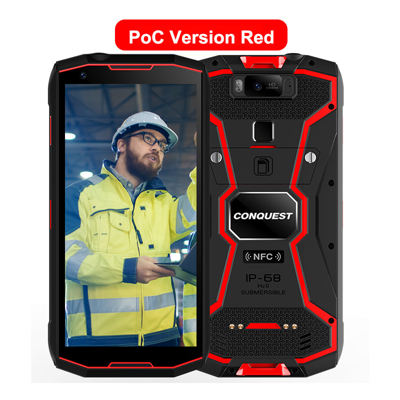 Original CONQUEST S12 Pro Phone Safety Explosion Proof IP68 4G Mobile Phone 8000mAh Android Rugged Smartphone EU Plug red_6+128GB without intercom
