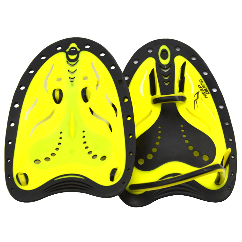 1 Pair Swimming Paddles Adjustable Hand Fin Training Diving Paddle Gloves Paddles WaterSport Equipment  yellow_S (women and children or men with small hands)