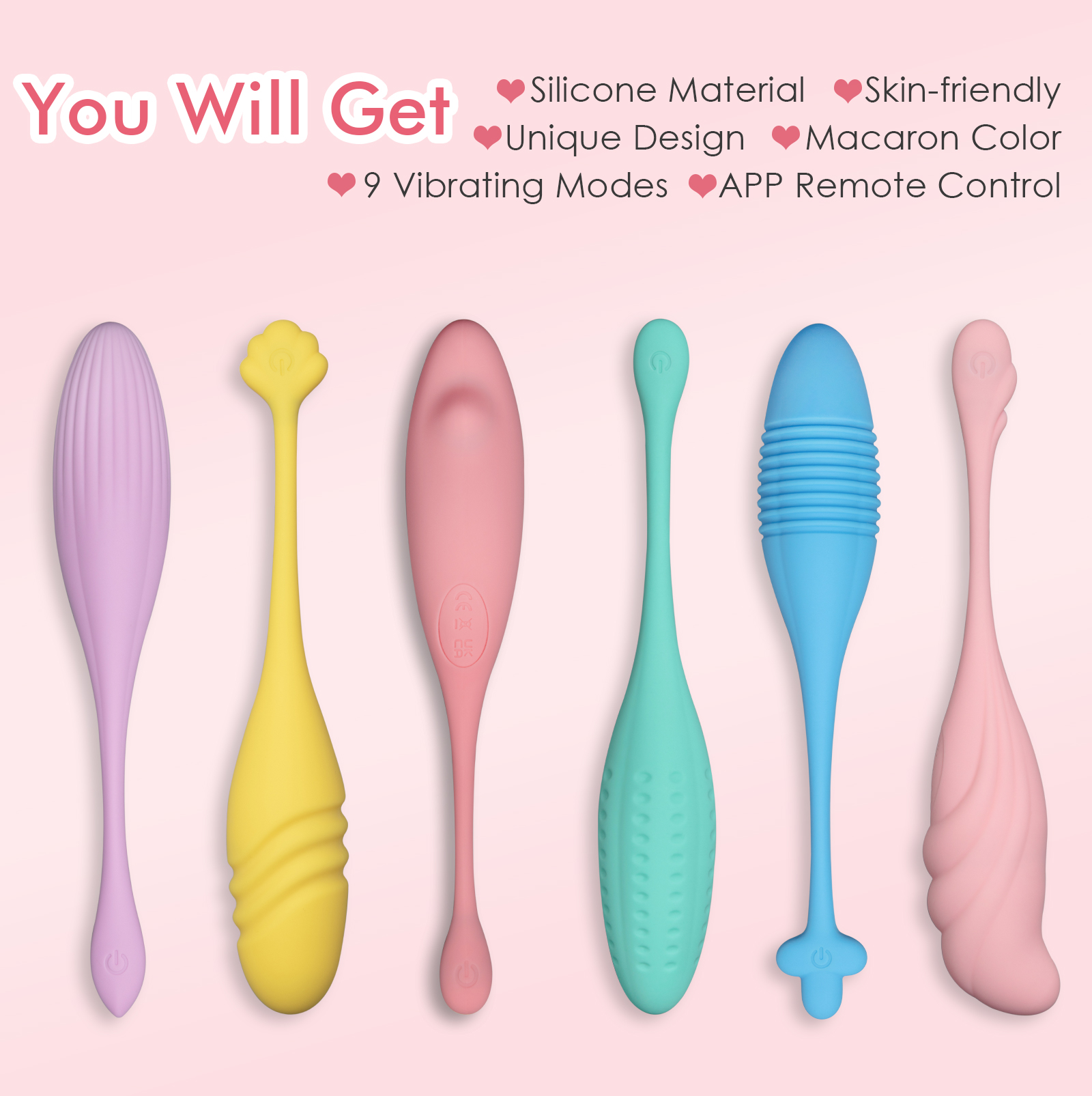 US EUPHER Bullet Vibrator APP Control Smarter Vibrator Macarons Vibrator with 9 Stimulations Mode 6pcs/Set