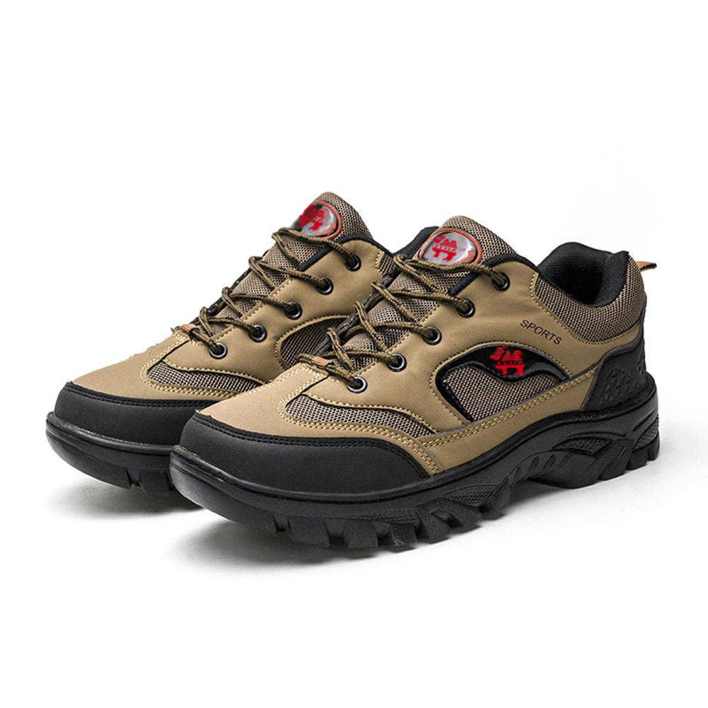 Men Sport Shoes Front Tie Casual Sports Shoes Anti-slip Rubber Soles Running Shoes For Outdoor Hiking Travel Khaki 41