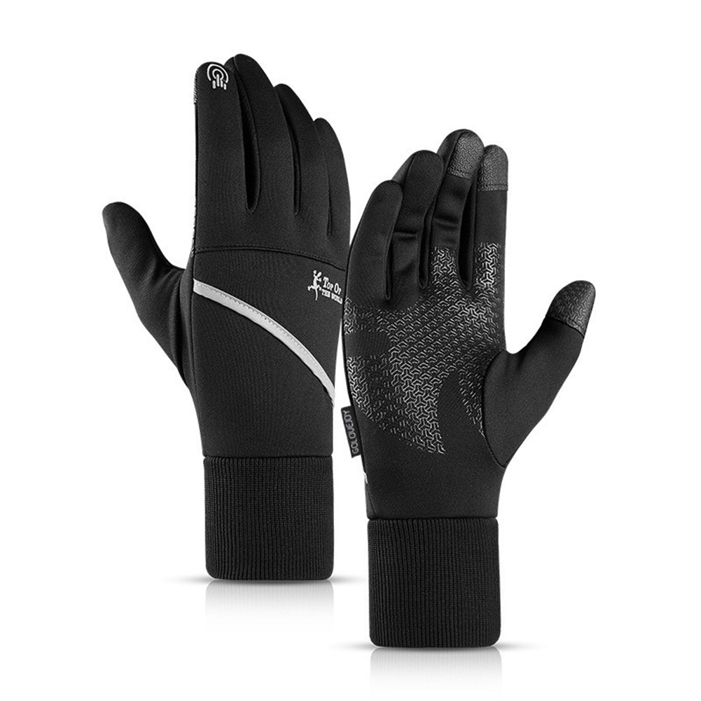 1 Pair Of Winter Waterproof Gloves Sports Fishing Touch Screen Ski Non-slip Warm Cycling Gloves black_M