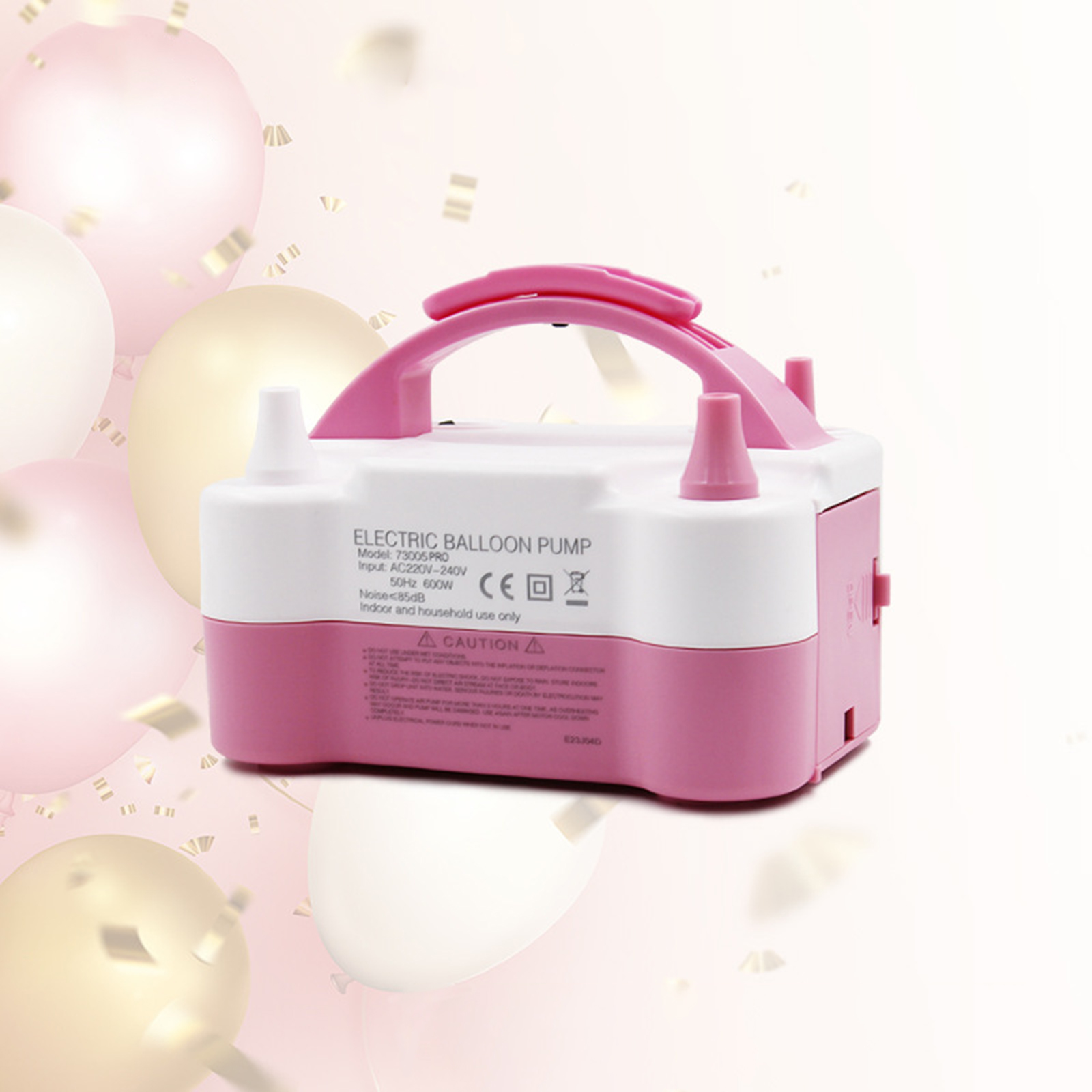 Electric Air Balloon Pump 520L/min Air Flow Rate Double-hole Balloon Air Pump Inflator For Garland Arch Festival Wedding Birthday Party Celebration Decoration pink