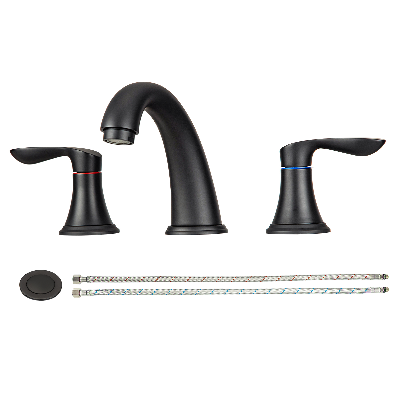 US Bathroom Faucet 8 Inch Bathroom Faucets for Sink 3 Hole Widespread Matte Black Bathroom Faucet