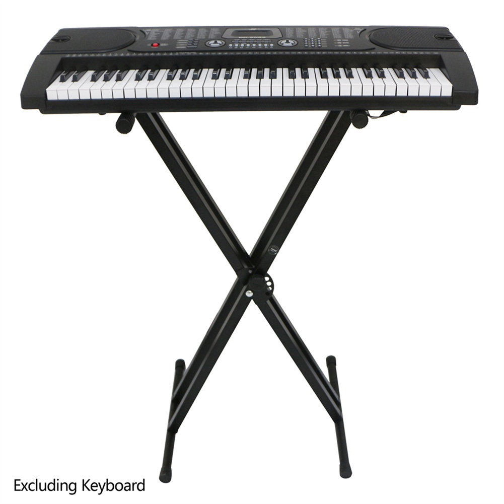 US Dual-tube X-shape Q-2XC Electronic Organ Stand Height Width Adjustable Keyboard Bracket Foldable Rack Black