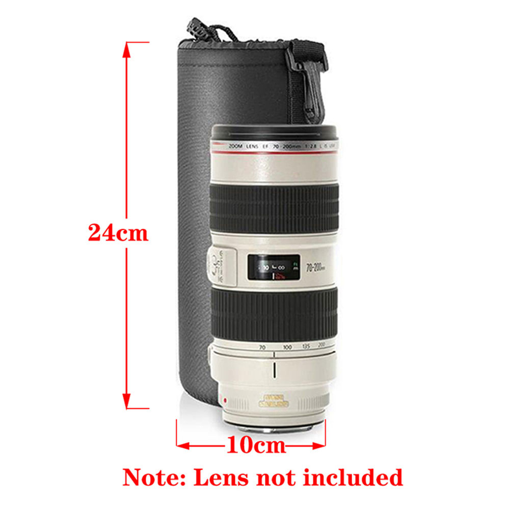 Waterproof Camera Lens Bag Drawstring Bag Compatible For Canon Sony Nikon Dslr Camera Lens Barrel Sleeve With Hook Extra Large