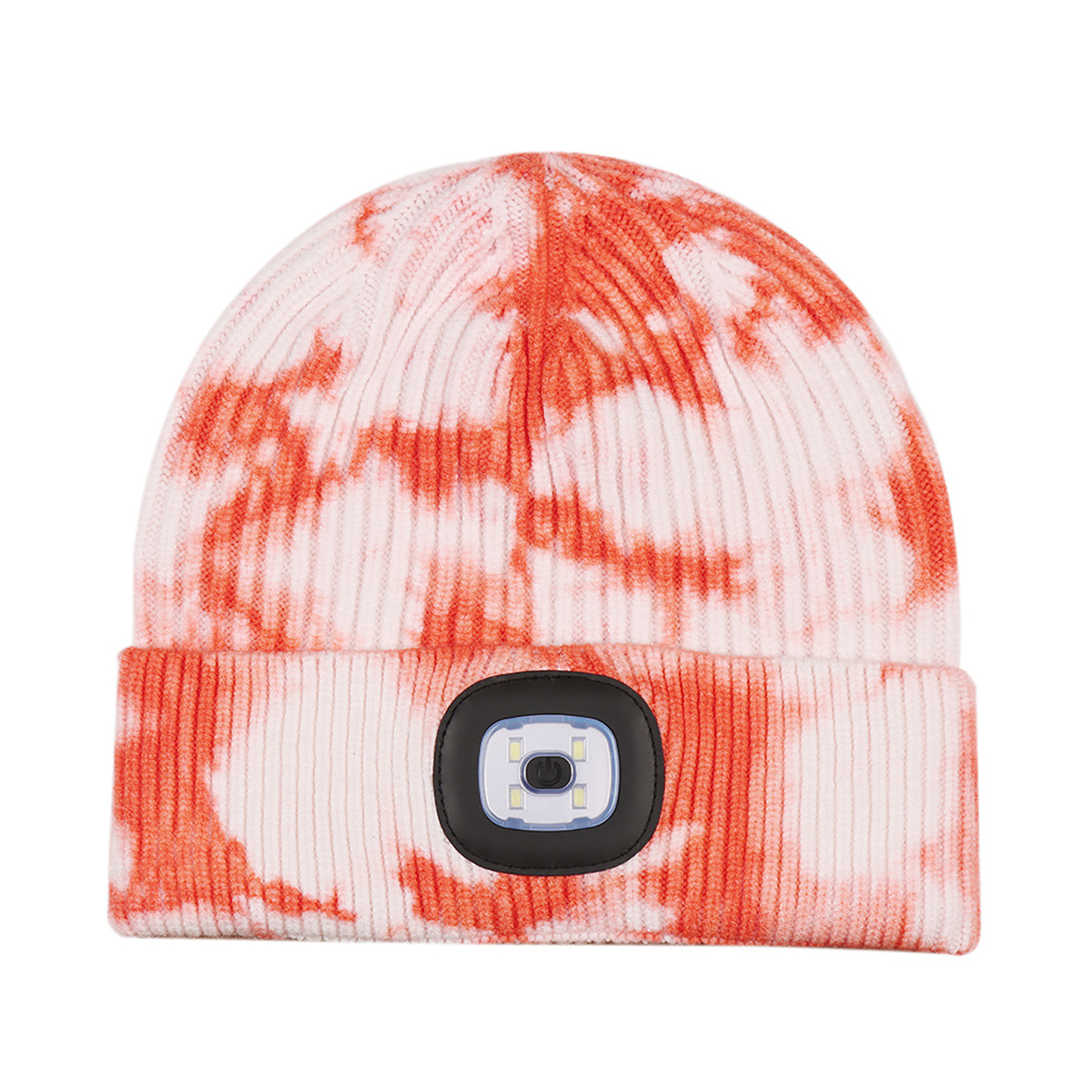 LED Beanie With Light, USB Rechargeable LED Headlamp Beanie Cap, Winter Warm Unisex Knitted Hat For Outdoor Dog Walking Camping Running Hiking, Gifts For Men Women Orange