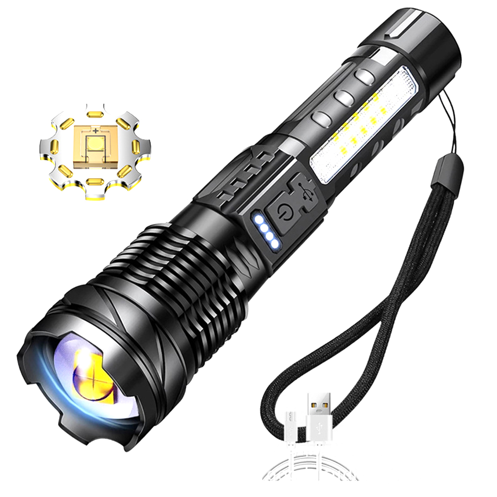 Led Flashlights Usb Rechargeable Outdoor Lighting Cob Emergency Spotlights